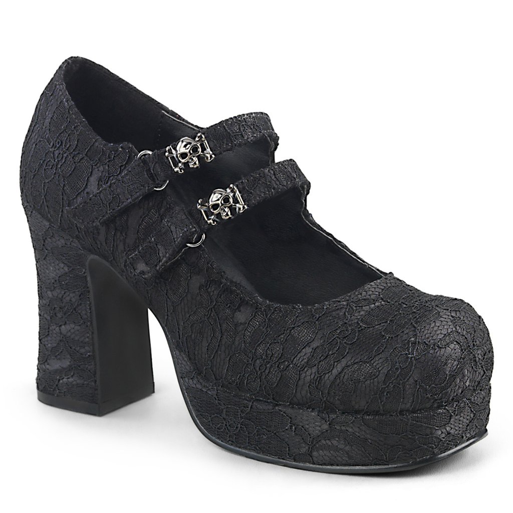 Chaussures Plateforme Demonia Gothika 09 Satin Femme - Noir 64398-EUSR